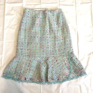 ST. John Sport By Marie Gray Tweed Ruffle Hem Skirt Size Small